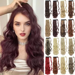 Ponytail Extension 18&24 Inch Heat Resistant Synthetic Wavy Hairpiece Wrap Around Pony Tail Hair Extensions for Women