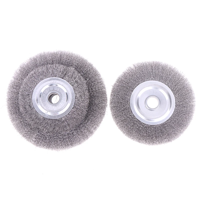100/125/150 มม.แปรงลวดเหล็ก 0.15 มม.แปรงลวดรอบสําหรับเครื่องบดม้านั่งเครื่องมือขัดทําความสะอาดสนิมขัดอะแดปเตอร์