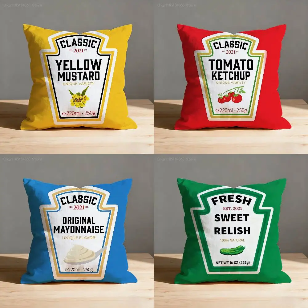H-Heinz Tomato Ketchup Pillow Case For Sofa Decor Car Office Room Printing Cushion Cover Decorations and Protector