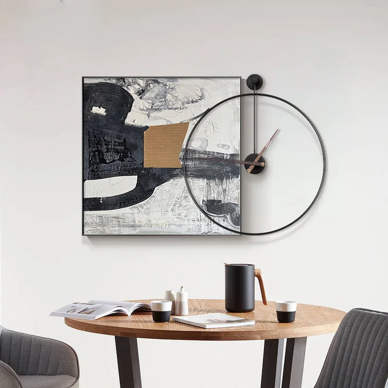 Modern Simple Entrance Entry Living Room Decorative Painting With Clocks Dining Room Hanging Painting Creative Abstract Sofa Bac