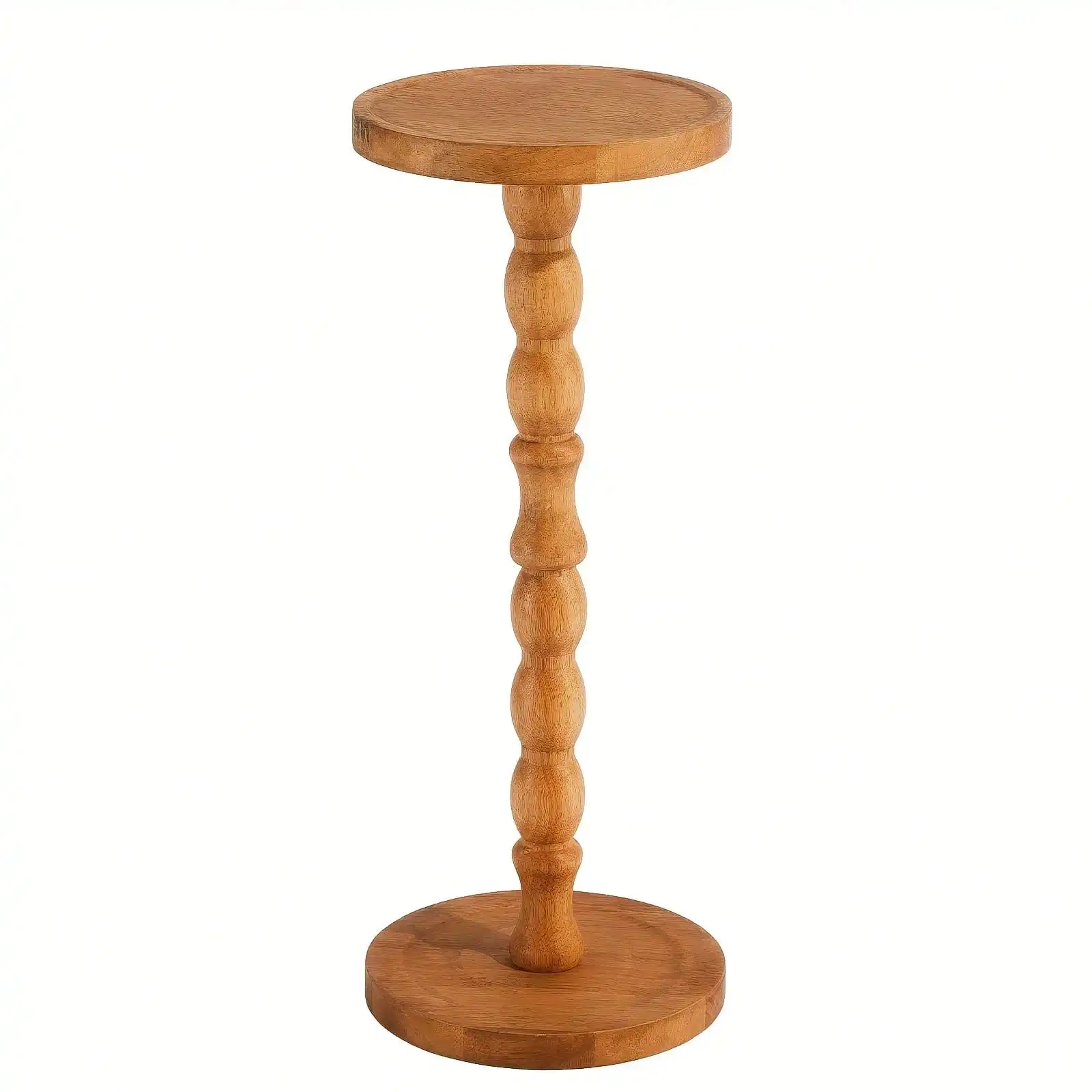 Solid Rubberwood Small Round Side Table - Minimalist Design/Space-Saving, Living Room/Bedroom/Office, Christmas/New Year Gift, Natural Wood