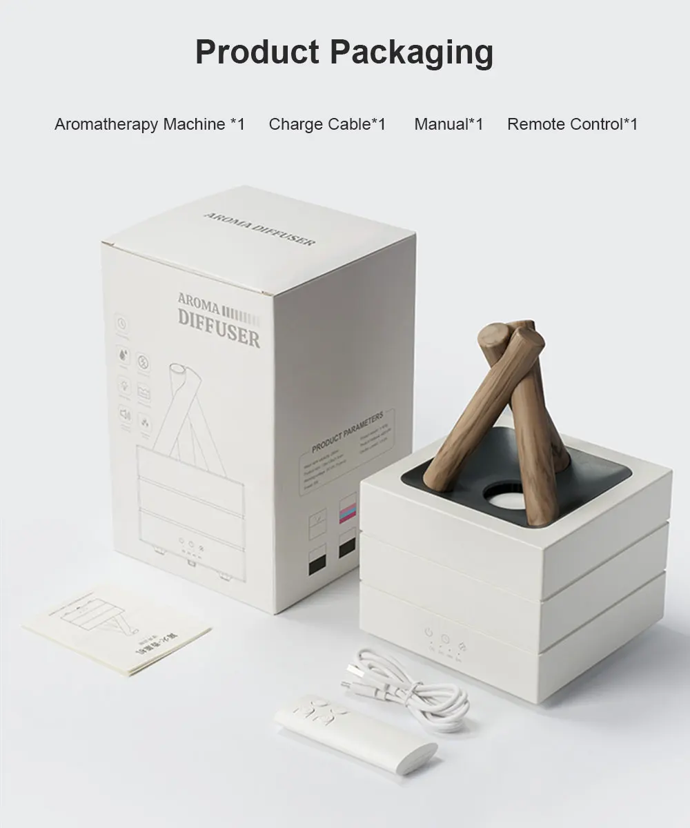 Flammenbefeuchter, Duftdiffusor, Aroma-Luftbefeuchter, Aromatherapie-Diffusor für ätherische Öle mit Nachtlicht und Fernbedienung – Detail 10