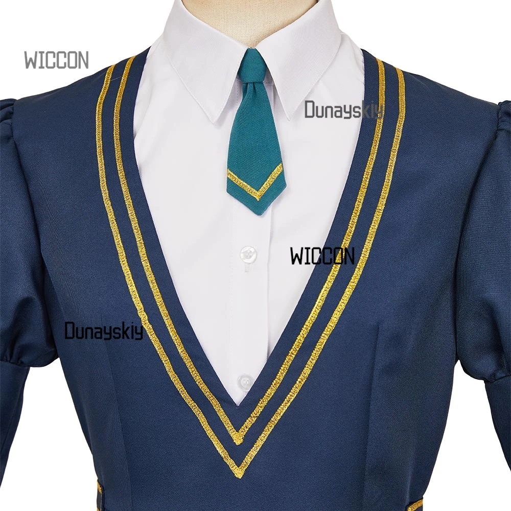 Nezumori Sang Witch Watch فستان تنكري شعر مستعار مياو نيرو أزرق رمادي أنيمي زي قميص ربطة القوس فيونكة جوارب الهالوين/التخرج