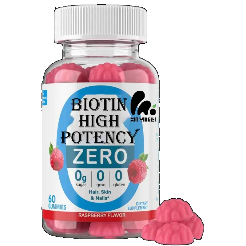 Sugar free biotin gummies -5000 micrograms of high-efficiency biotin, suitable for hair, skin, and nail health. 60 gummies