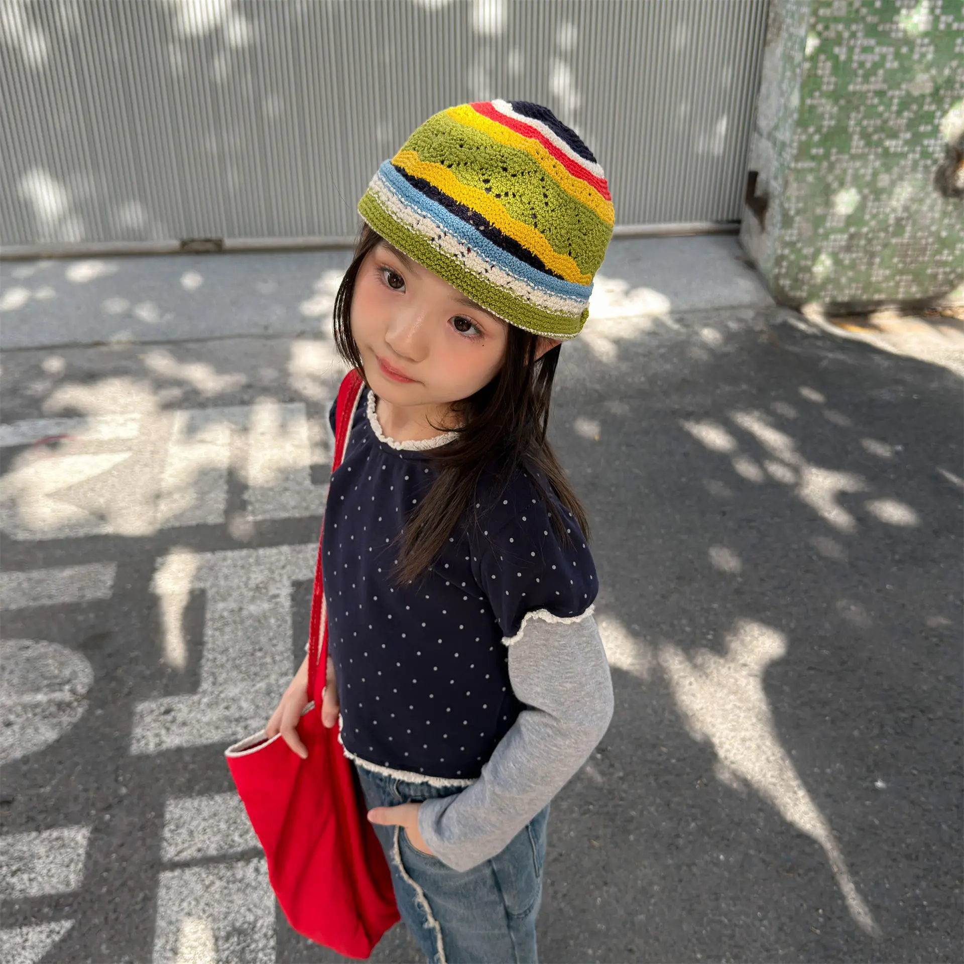 2026 Autumn New Children Long Sleeve T Shirts Girls Dot Shirts Kids Fashion Fake Two-piece Tops Baby Girl Lace Collar Tee