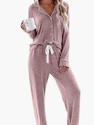 

Casual Long Sve Women's Pajamas Home Clothes Comfortable Spwear Soft Fabric Autumn Season Regular Thin Fiber Material