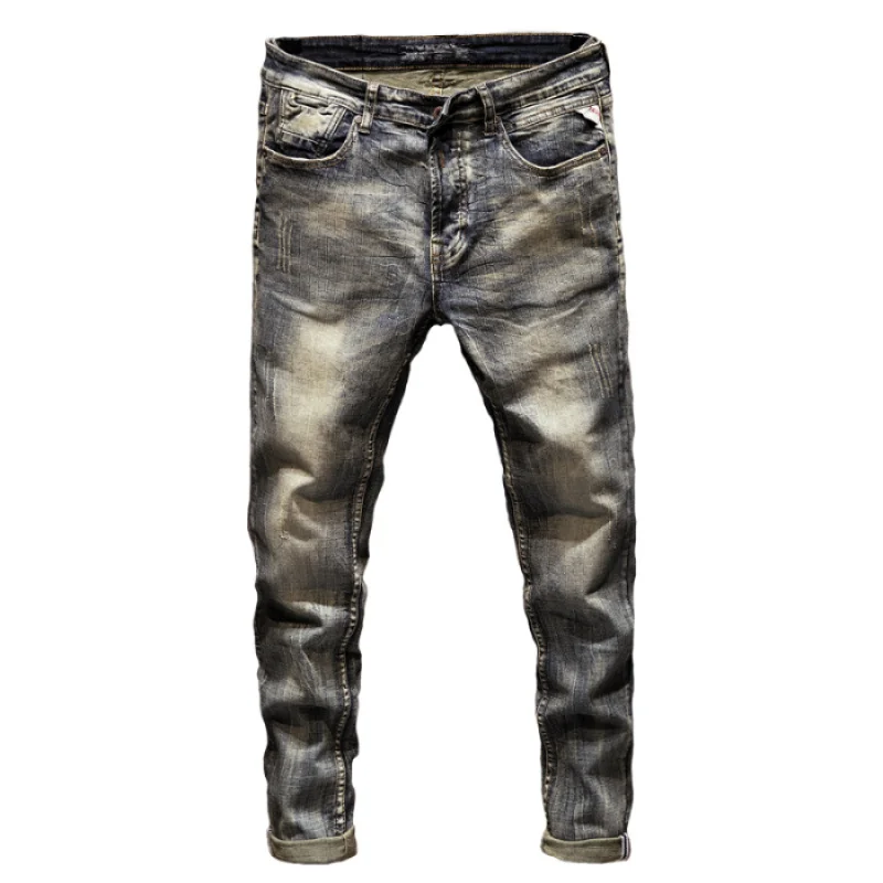 

JXN617 High-end tide brand American vintage washed men's jeans Slim straight elastic small leg trousers
