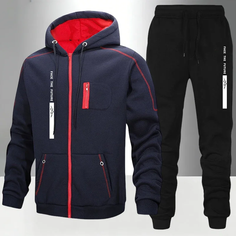 Men's Tracksuit Casual Hoodie Sweatshirts Coat Outdoors Sports Jogging Man Clothing Autumn Winter Fashion Zip Jacket Streetwear view 4