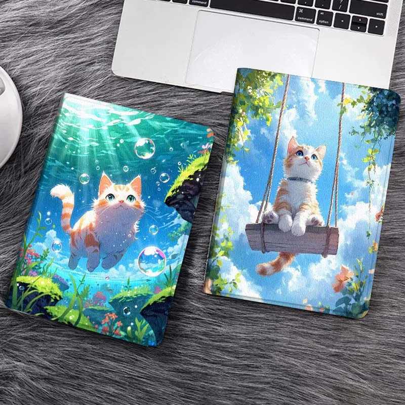 

Мягкий чехол для планшета с милым котом и подводными пузырьками для Huawei MediaPad T5 T10s M6 M5Lite SE Honor Tab 5 6 7 V7 V8 X8a X9a Pro, подарок