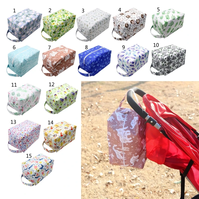 

Reusable Cloth Diaper Wet Dry Bags Large Hanging with Buttons for Stroller Waterproof Cloth Diaper Bag Zippered Pockets