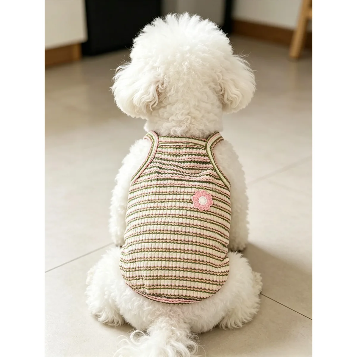 Spring and Summer Striped Pet Tank Top for Teddy Bear Miniature Dogs - Breathable Elastic Clothing view 6