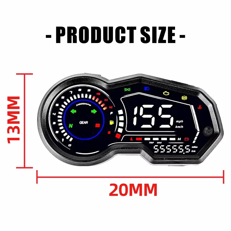 New Universal Waterproof Motorcycle Digital Dashboard LED Multi-Function Speedometer Gauge Mileage Meter Easy to Install