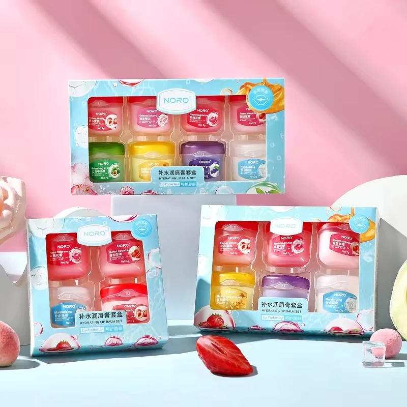 Set de Bálsamos Labiales con Aroma a Frutas (4/6/8 Piezas), Mascarilla Labial Hidratante, No Pegajosa, Anti-Grietas, para el Cuidado de los Labios