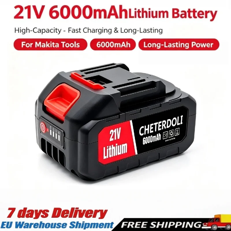 21V 6000mAh 5S3P Hochleistungs-Smart-Li-Ion-Ersatzakku, kompatibel mit Makita Akku-Elektrowerkzeugen und Bohrmaschinen, 2H schnelles Laden, integrierter Überhitzungs- und Kurzschlusschutz,