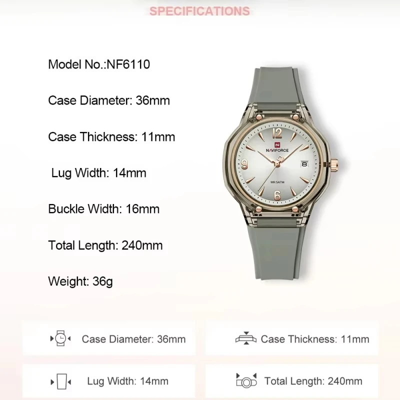 NAVIFORCE Woman Quartz Watch Waterproof Elegant Ladies Date Display Wristwatch