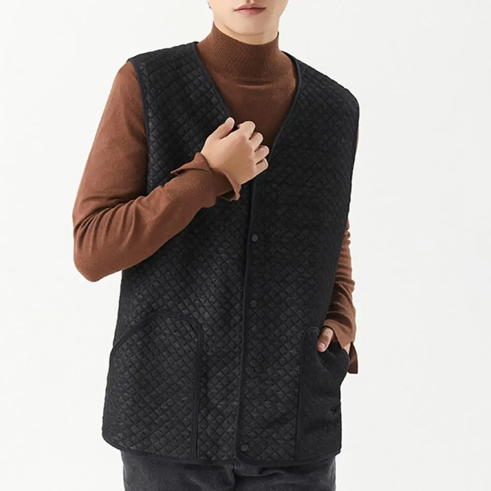 Winter Vest Men's Casual Fashion Warm Big Pocket Knitted Cardigan High Quality Men's Cold-proof Sleeveless Jacket With Pockets