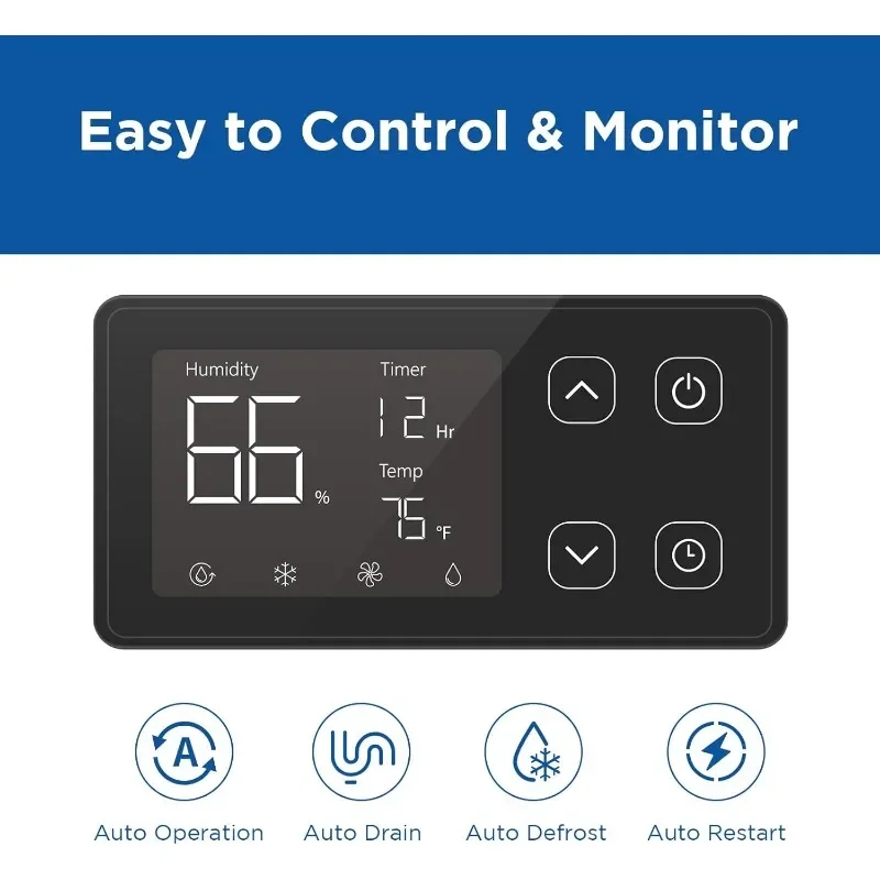 145 Pints Commercial Dehumidifier for Crawl Space, Energy Star Certified Dehumidifier with Drain Hose Compact for Large Basement