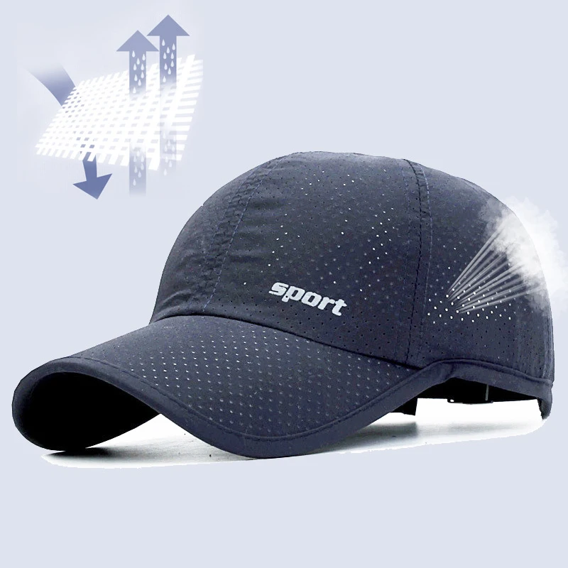 

1PCS Baseball Cap Unisex Summer Hat Quick Drying Hats Breathable Sport Pure Color Snapback Hat Bone Summer Hat