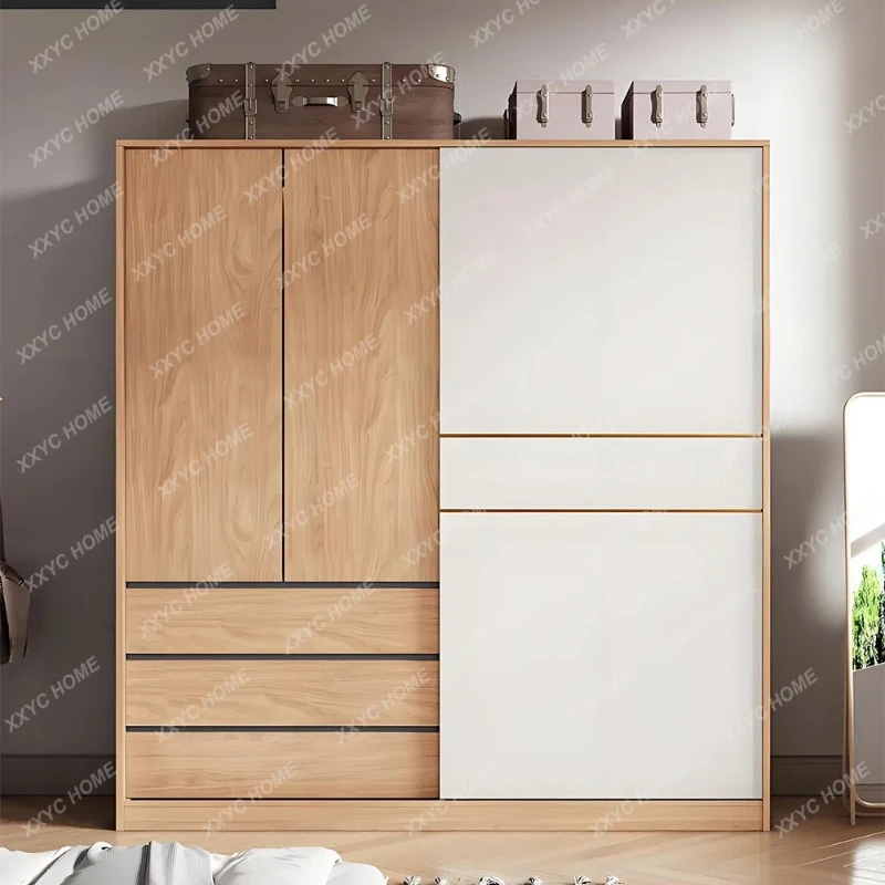 X-S All solid wood wardrobe sliding door household bedroom sliding door storage cabinet  sliding door locker wardro HG