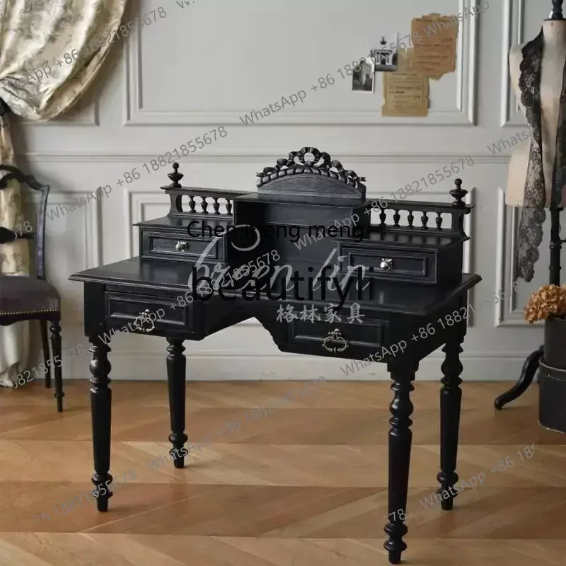 

French retro solid wood carving flower dresser American country bedroom makeup table B & B, writing desk6220