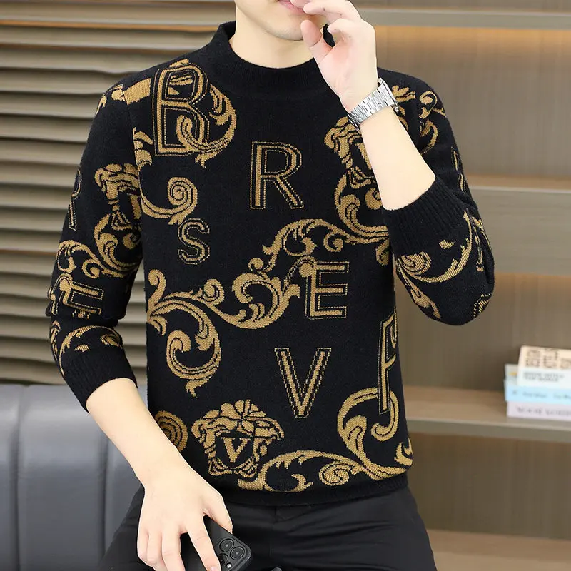 

Повседневный круглый трикотаж Ne, мужской молодежный модный универсальный осенне-зимний свитер, теплый длинный свек, внутренняя одежда, полиэстер, нейлон