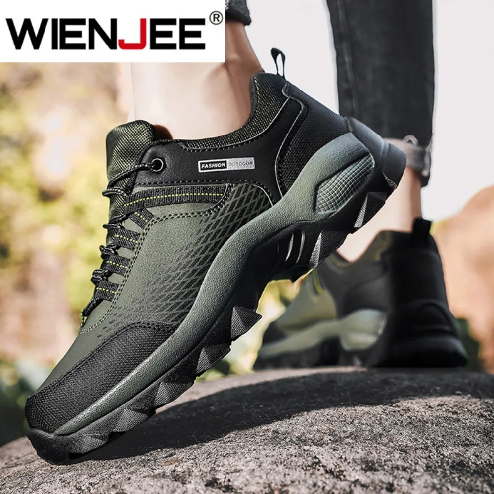 Men's Anti-Skid Hiking Shoes Breathable Lace Up Trekking Male Wear-resistant Outdoor Climbing Sneakers image 3
