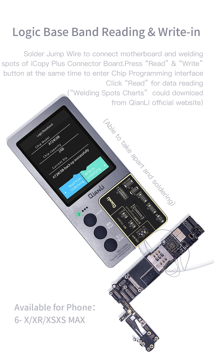 Qianli iCopy Plus 2.3v Programmer with Battery Testing Board, Vibrator Transfer, EEPROM Programmer,Support Modelss 6to14PM 2024