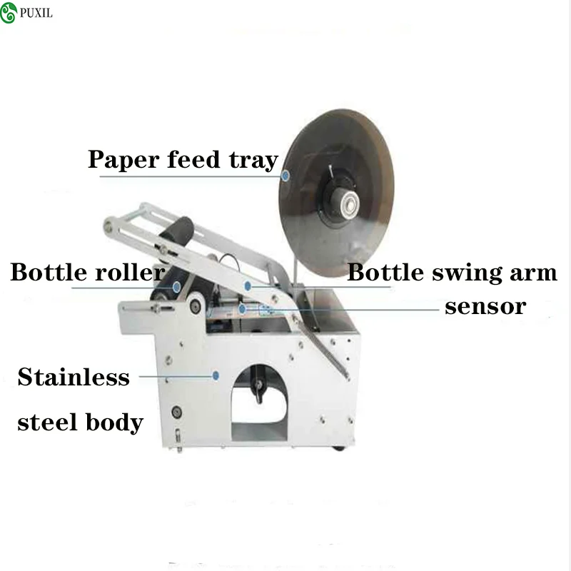 Semi automatic self-adhesive round bottle labeling machine, fully handheld small manual labeling machine