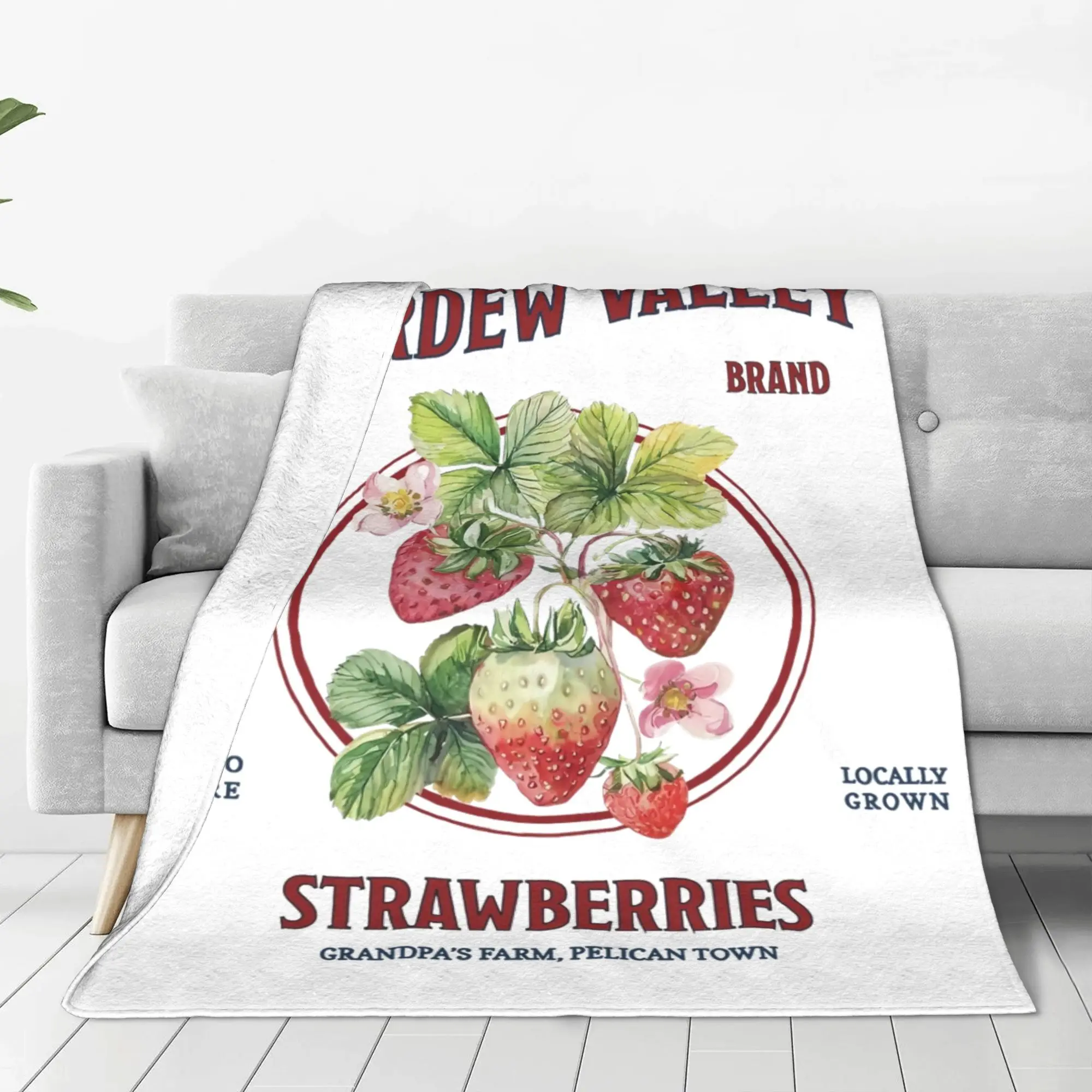 

Stardew Valley Strawberries Flannel Blanket Farming Game Fashion Throw Blankets for Bed Sofa Couch 125*100cm Quilt Warm
