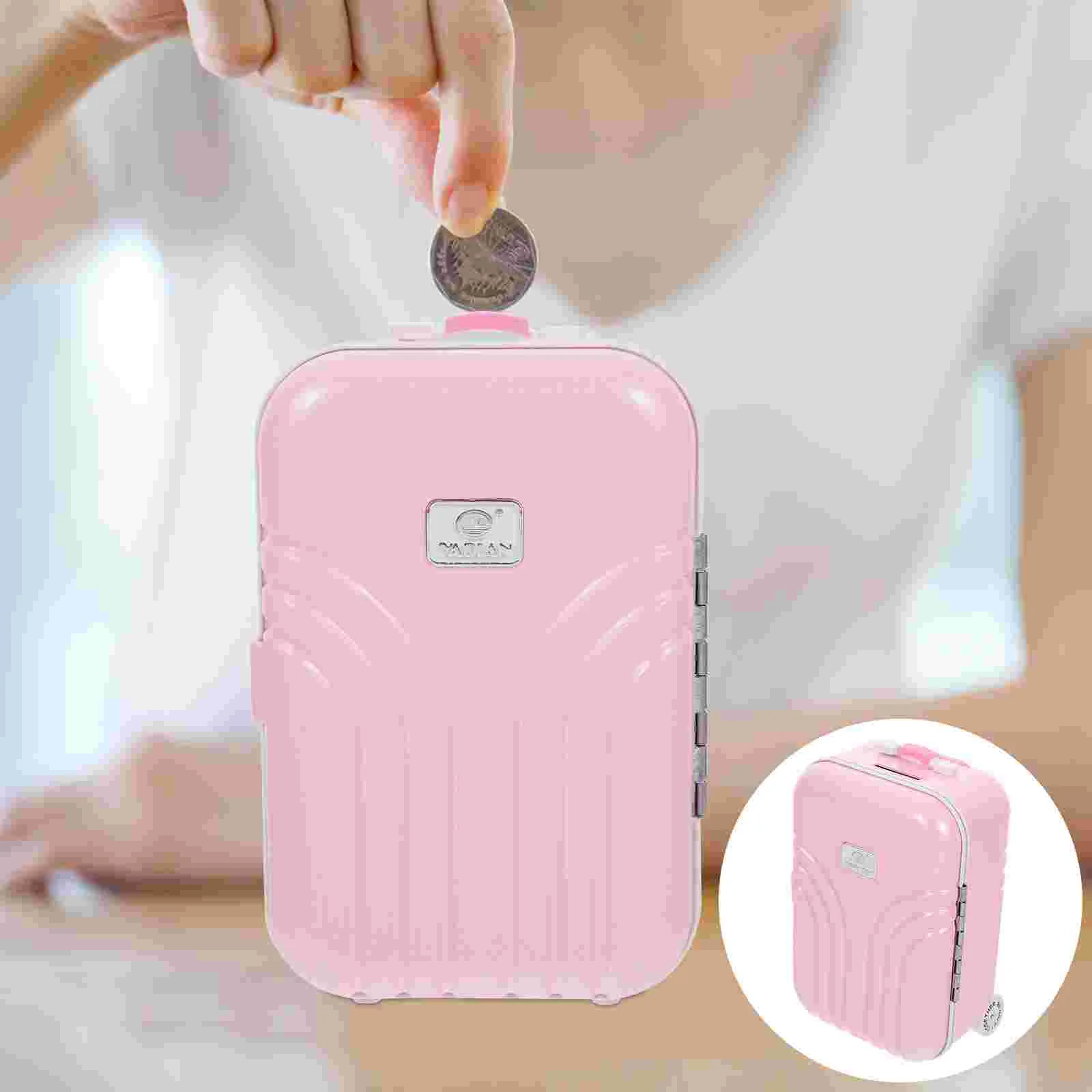 

Suitcase Piggy Bank Kid Room Decoration Money Saving Coin Container Kids Jar Pink