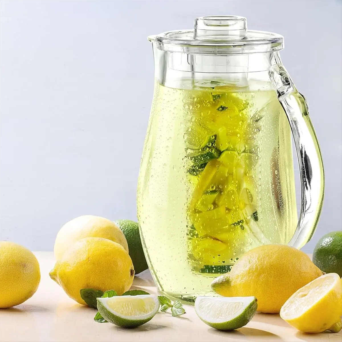 Goodprice Fruit Water Pitcher 2.5L with Removable Lid and Infuser Rod,Beverage Jug for Drinks, Lemonade, Juice and Iced Tea