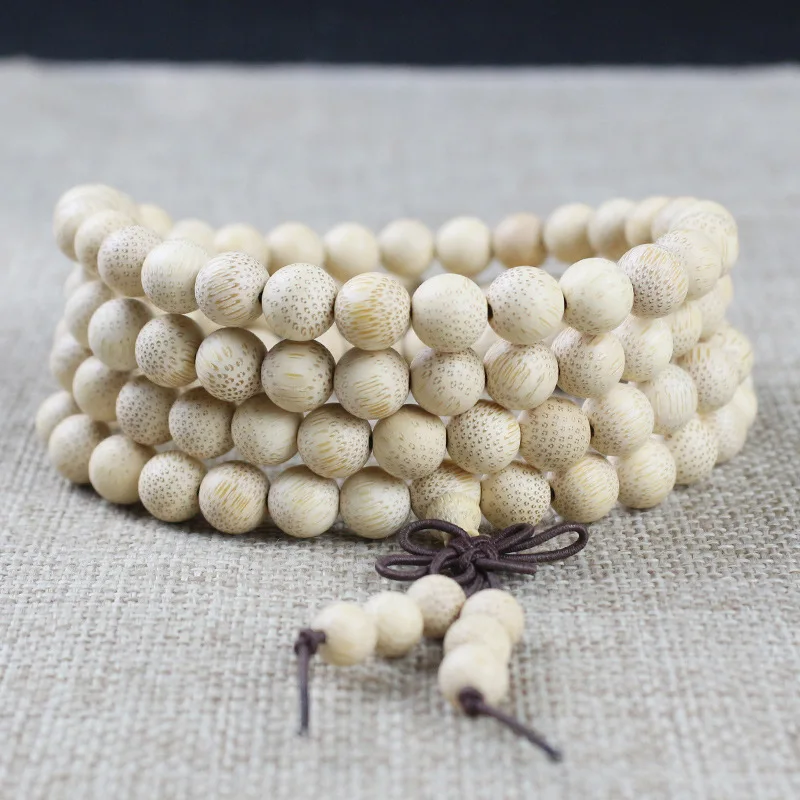 Golden Bracelet 108 8MM Buddhist Prayer Beads Unisex Hand Jewelry Bamboo Wood Craft