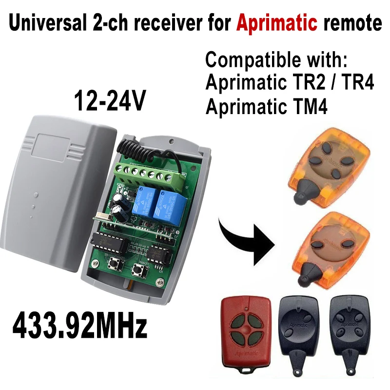 Garage Receiver 433MHz Cardin S449 S476-TX2 4 Rolling Code Receiver Universal Gate Remote Control Switch Module