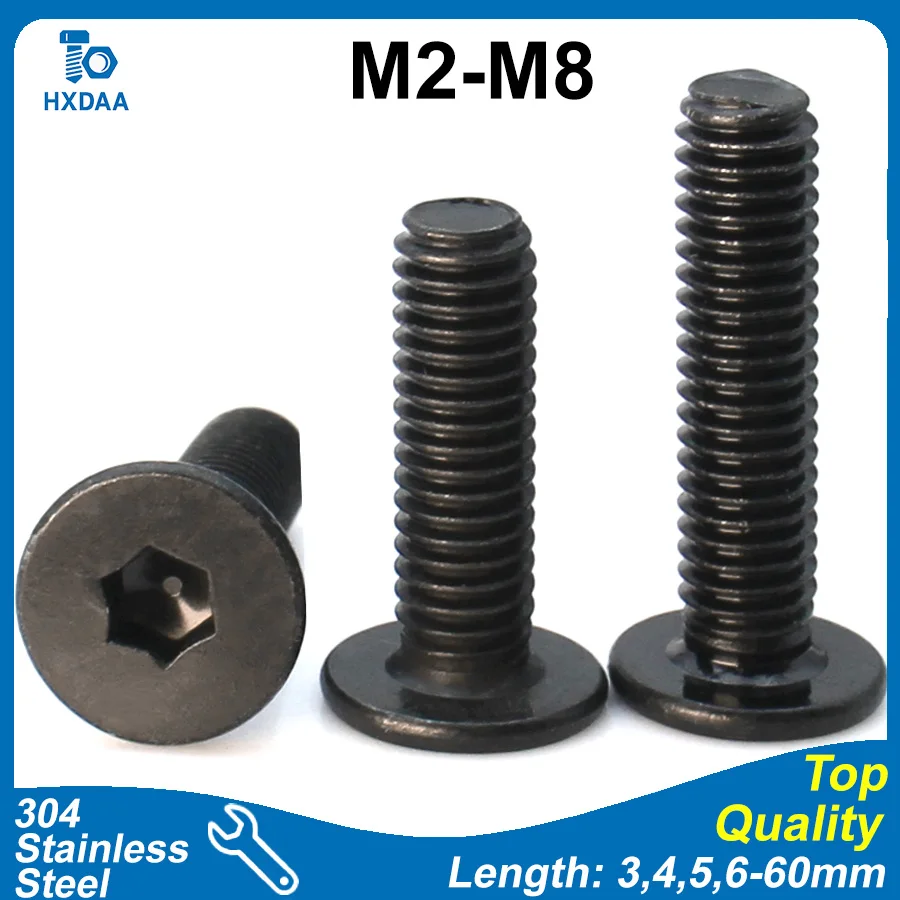 

5-20 шт. M2 M2.5 M3 M4 M5 M6 M8 Черный цинк 304 Нержавеющая сталь с шестигранной головкой Винты с вафельной головкой Низкопрофильные большие плоские головки