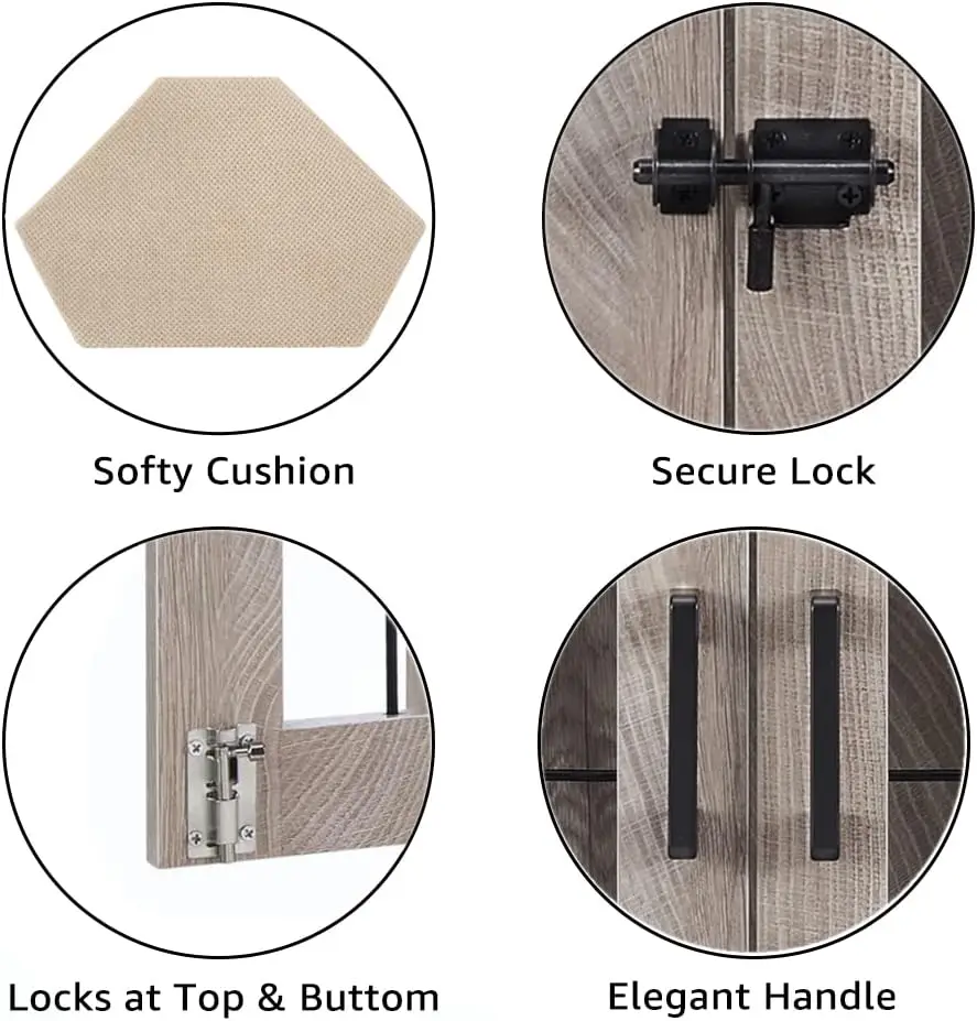 زاوية قفص الكلاب للأثاث، طاولة جانبية خشبية لزاوية بيت الكلاب مع وسادة، طاولة جانبية لزوايا الحيوانات الأليفة الداخلية للكلاب