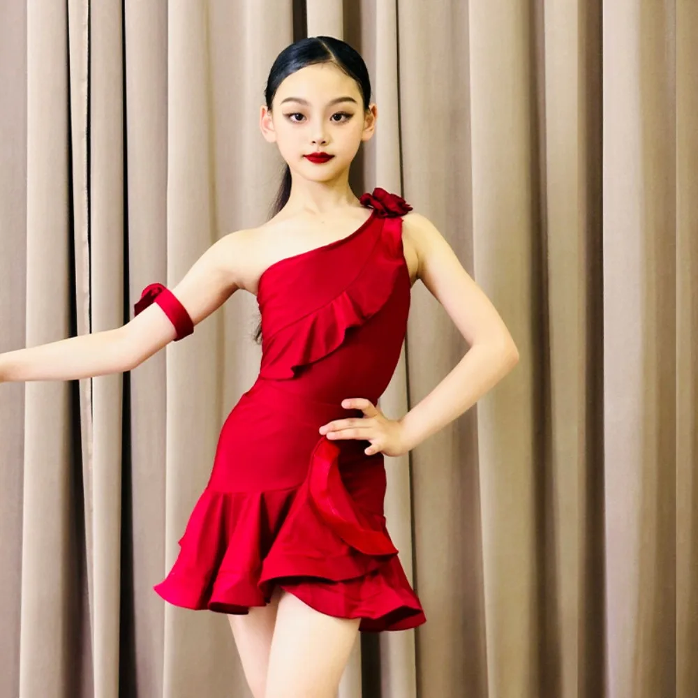 

Kids Clothes Tassel Competition Uniform Latin Dress Children Clothing Dance Wear Stage Performance Costume Elegant Girls Party