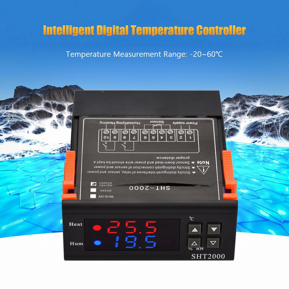 Controlador de display digital SHT2000 Termostato inteligente de temperatura e umidade com recursos de controle eficientes