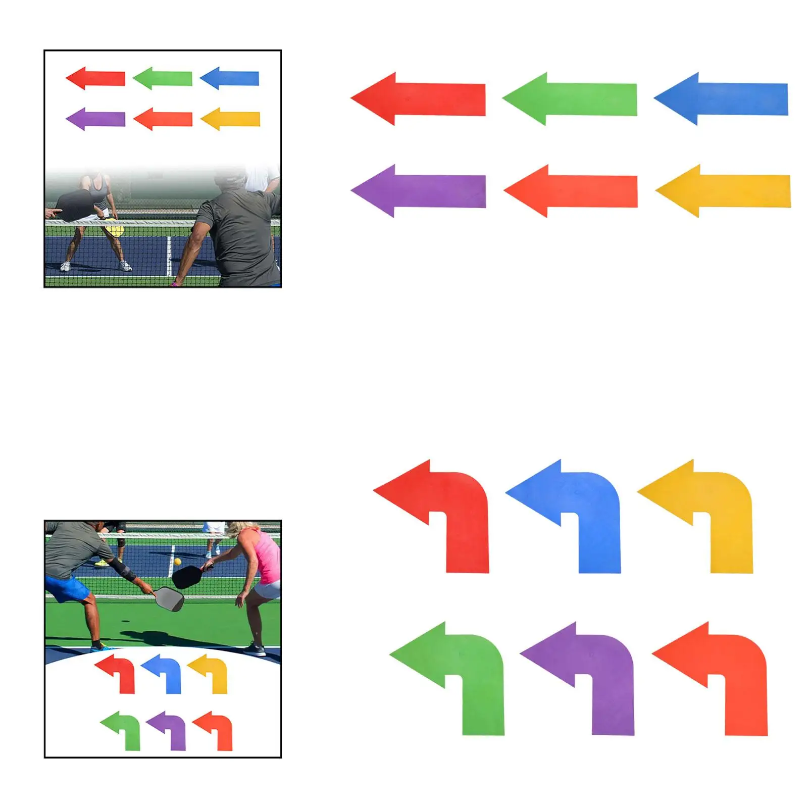 6x Arrow Directional Arrow Stickers Badminton Training Equipment Marking Lines