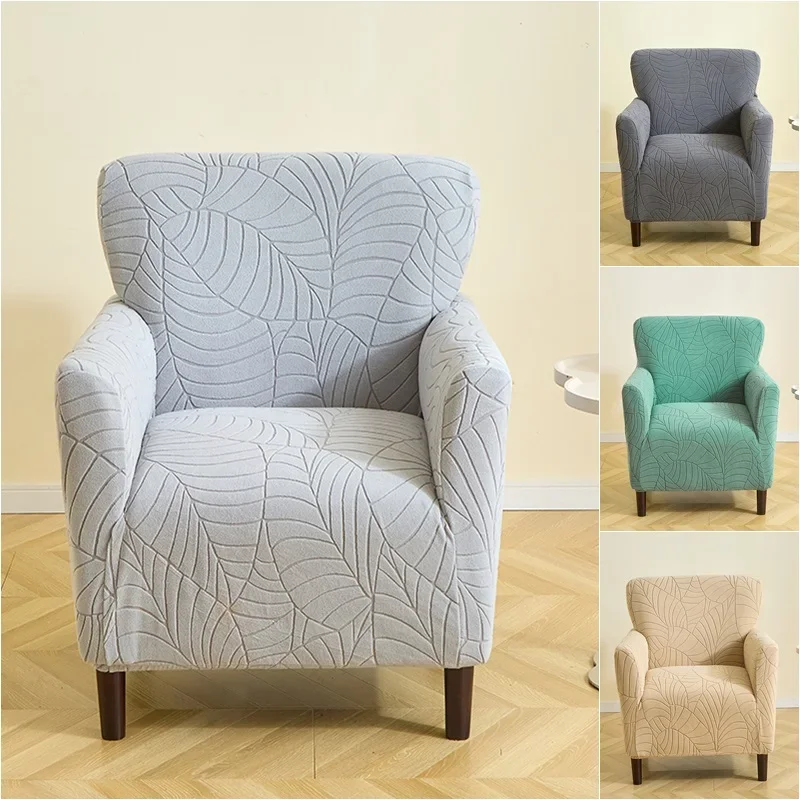 1PC Leaves Jacquard Club Chair Cover Stretch Tub Armchair Slipcovers Elastic Single Sofa Couch Covers Living Room Bar Hotel