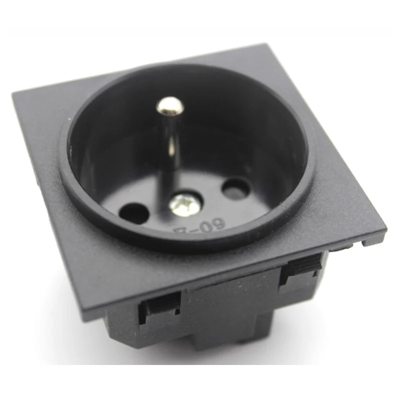 Zwart Wit 16A 250V 2P+E EU Duits Frankrijk 4.8MM Ingebouwde AC-stopcontactmodule Socket met aarddraad Industriële vrouwelijke stekker