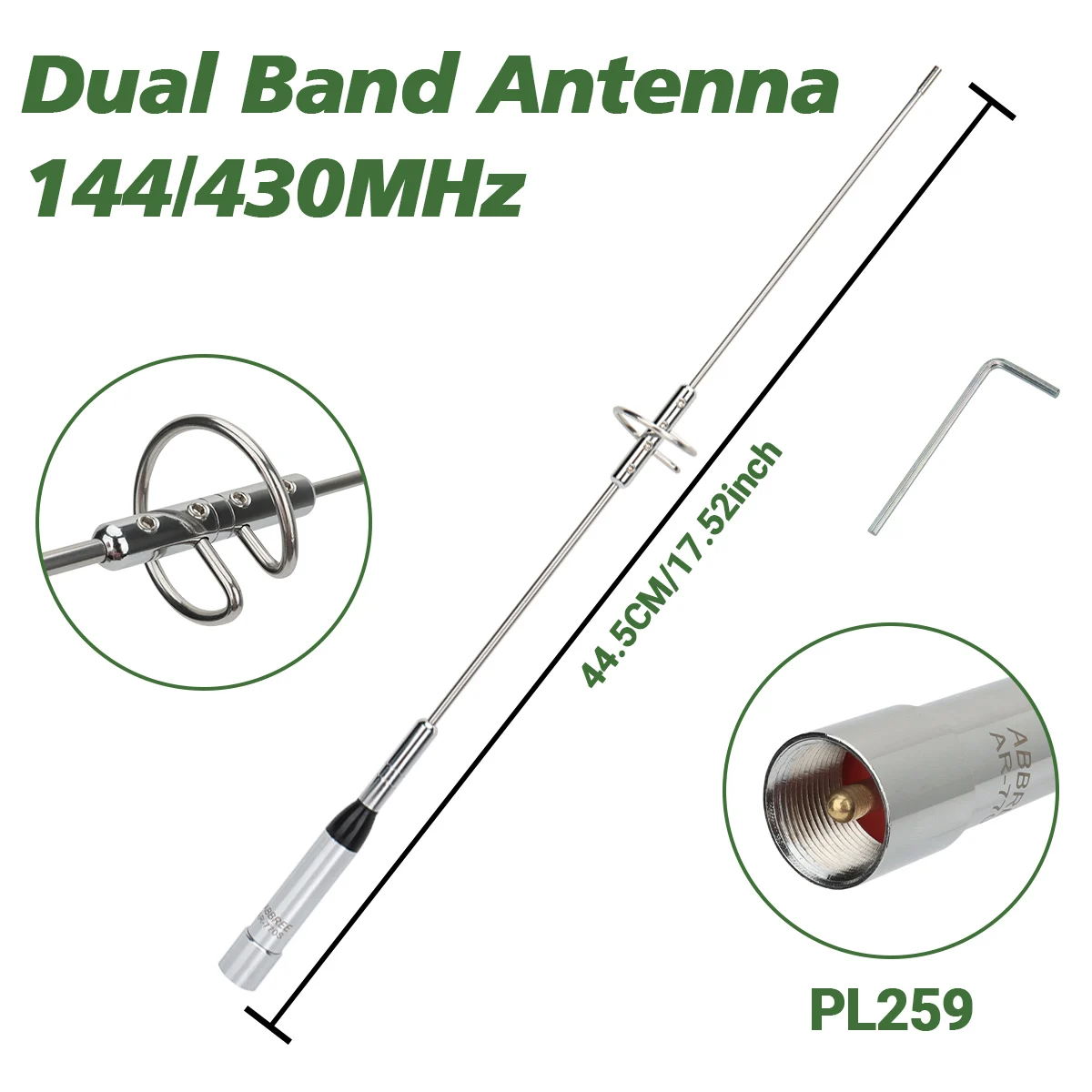 ABBREE AR-770S antena móvil doble banda PL259 ganancia alta