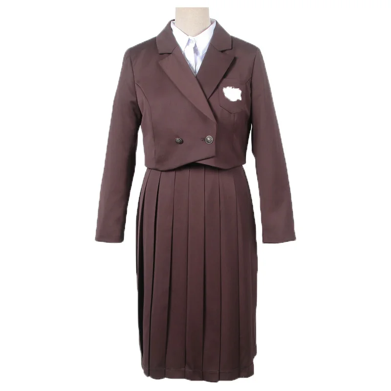 Japanese JK Uniforms School Dresses Girls Khaki Brown Sleeveless Waistcoat Pleated Skirt Suit Jacket Coat Anime Cosplay Costume