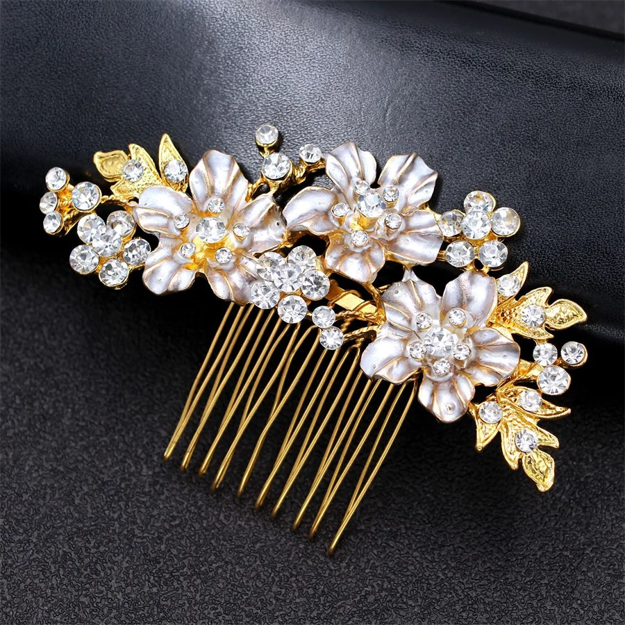 

New Korean Crystal Rhinestone Hair Combs Rose Gold Silver Color Headpiece For Bride Women Wedding Hair Accessories Head Jewelry