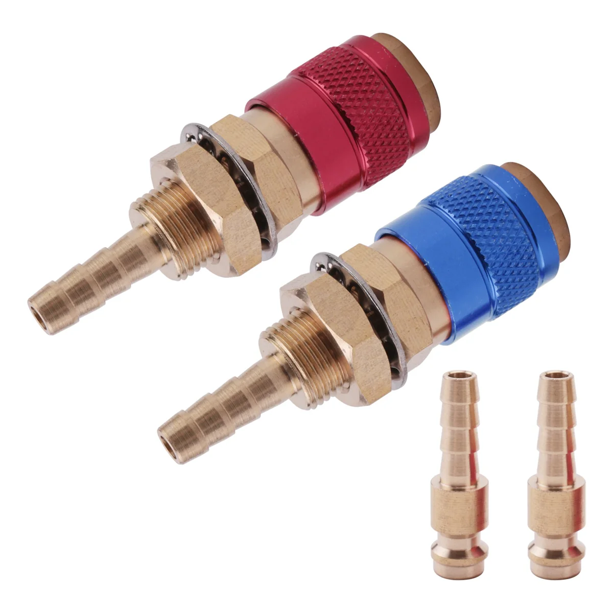 BABQ 2 uds 6mm refrigerado por agua adaptador de agua de Gas refrigerado por aire conector rápido para enchufe de soplete de soldadura MIG TIG, azul + rojo