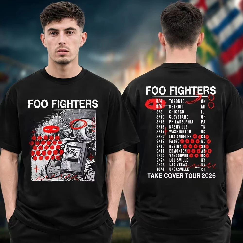 Foo Fighters Take Cover Tour 2026 Graphic Merch Tshirt Cotton Unisex Men‘s Women's T-Shirt Y2k Popular Casual Tee Streetwear