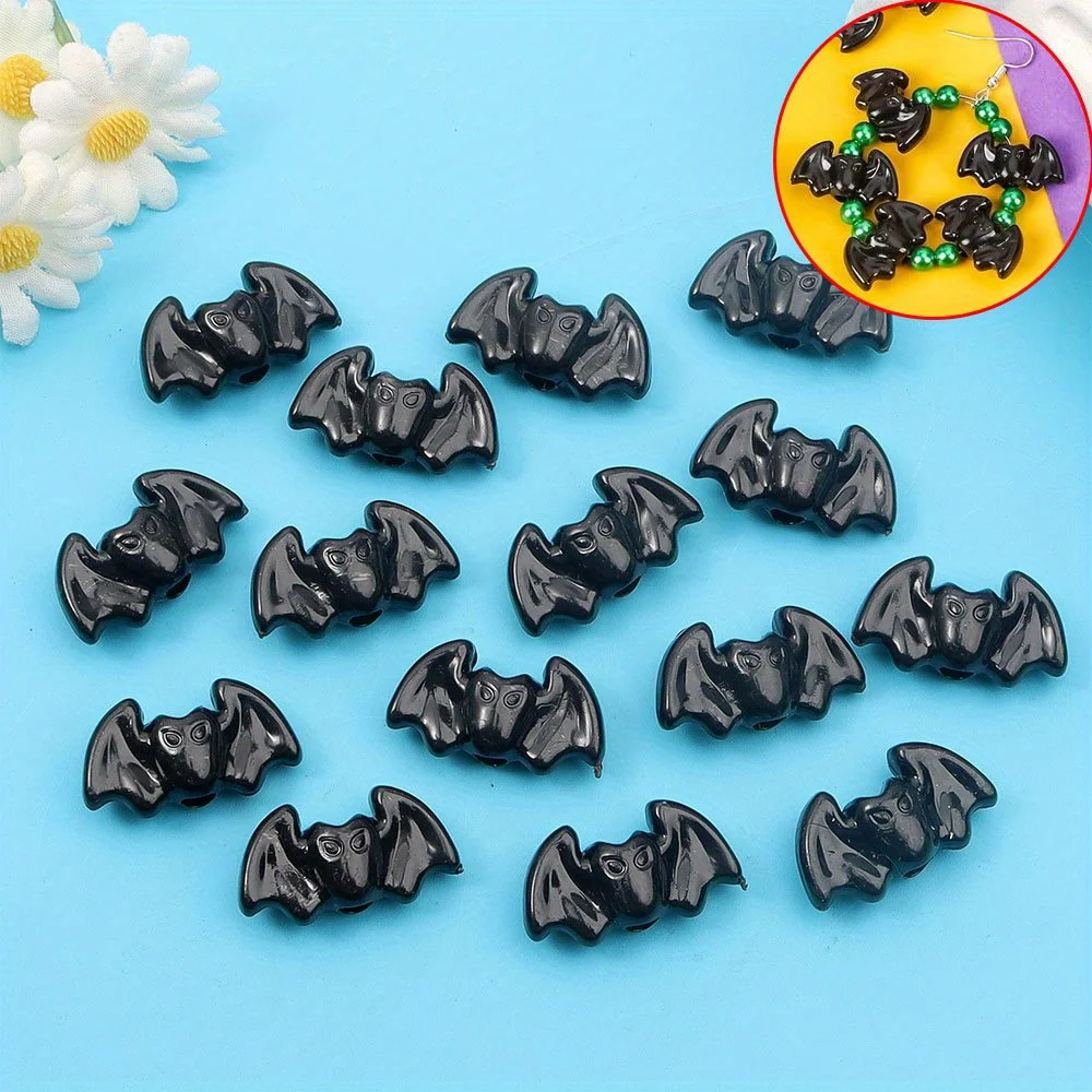 11/42/84pcs Black Bat Shape Beads & Bead Assortments, Used for DIY Bracelets, Necklaces, Earrings, Decorative Accessories