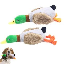Cute Stuffed Raw Small Dog Plush Interactive Duck Rope Toys Bite Resistant Sound Dogs Toy with Squeaker Rattle For Pet Supplies