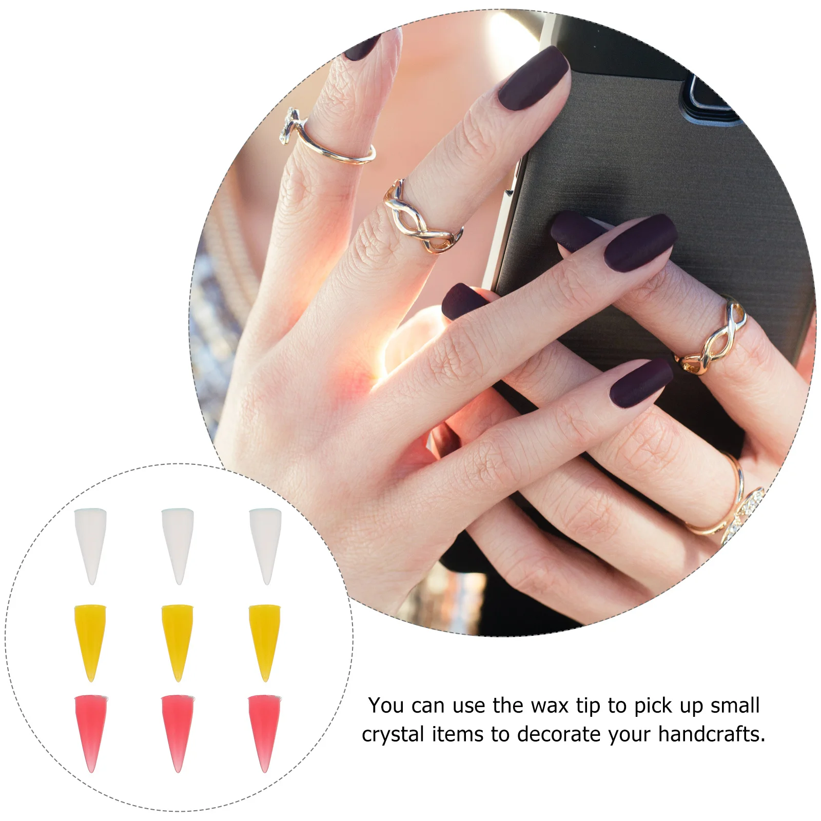 

9 Pcs Nail Art Tool Silicone Pen Tip Rhinestone Picker Manicure Wax Dotting Head