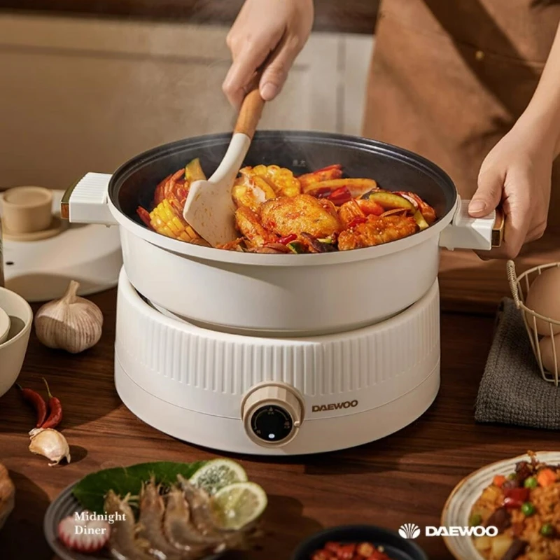 DAEWOO 220V Electric Hotpot Electric Cooking Pot Multifunctional Pot 1360W Household Electric Frying Pan Split Hotpot Pot Pan