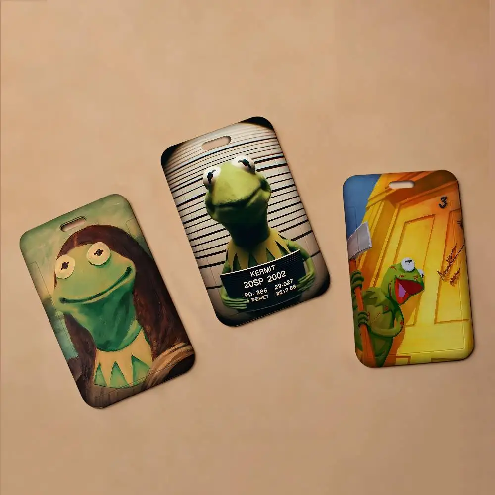 Classic Puppet K-Kermit T-The F-Frog 1pc Credit Card Holders Bank Card Neck Strap Card Bus ID Holder Students Identity Badge